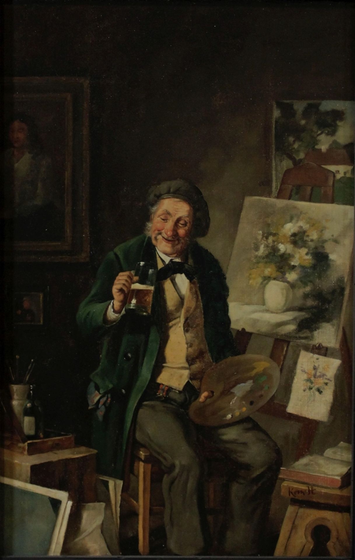 Hermann Kern (österreichisch, 1838 - 1912 ). Interieurszene.  Maler in seinem Atelier, Die Malerei 