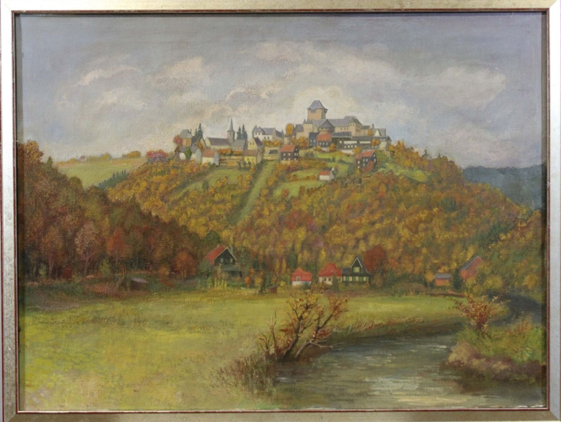 Walter Berg, (deutsch, 1906-1967), Schloss Burg, Öl auf Leinwand, unsigniert, Lichtmaß: 60 x 80 cm, - Bild 2 aus 2