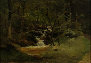Gustav von Bechtolsheim (deutsch, 1842 - 1924). Kleinbild, Öl auf Holz. Landschaftsmalerei. U. r. h