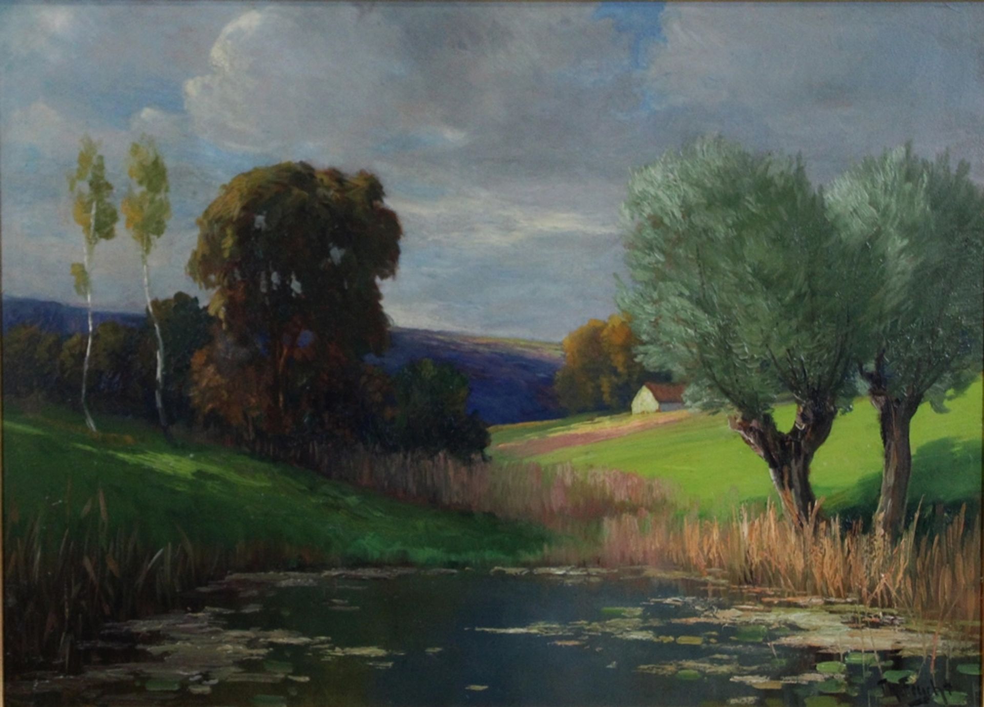 Theodor Feucht (deutsch, 1867 - 1944), Landschaft, Öl auf Karton, unten rechts signiert, Lichtmaß: