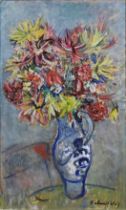 Helmut Weitz (deutsch, 1918 - 1966). Blumenstillleben. Öl auf Leinwand. Expressionistische Züge und