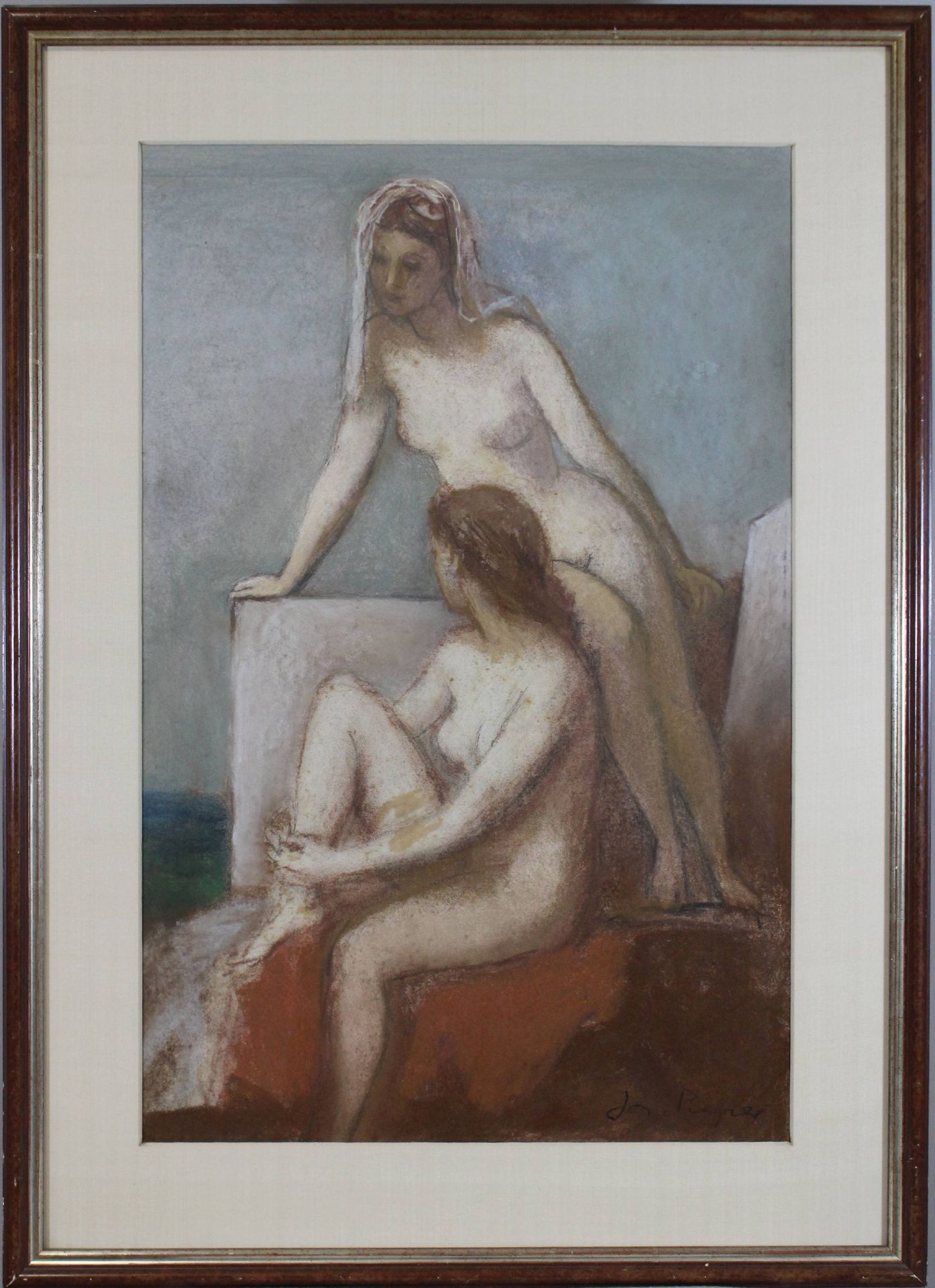 Jo Pieper (deutsch, 1893 - 1971). Mischtechnik. Frauenakt. Blasse Haut und sanfter Hintergrund. Sig - Image 2 of 3