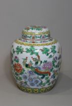 Ingwertopf, China. Porzellan, graviert, glasiert und handbemalt. Famille Rose. Floral verzierendes