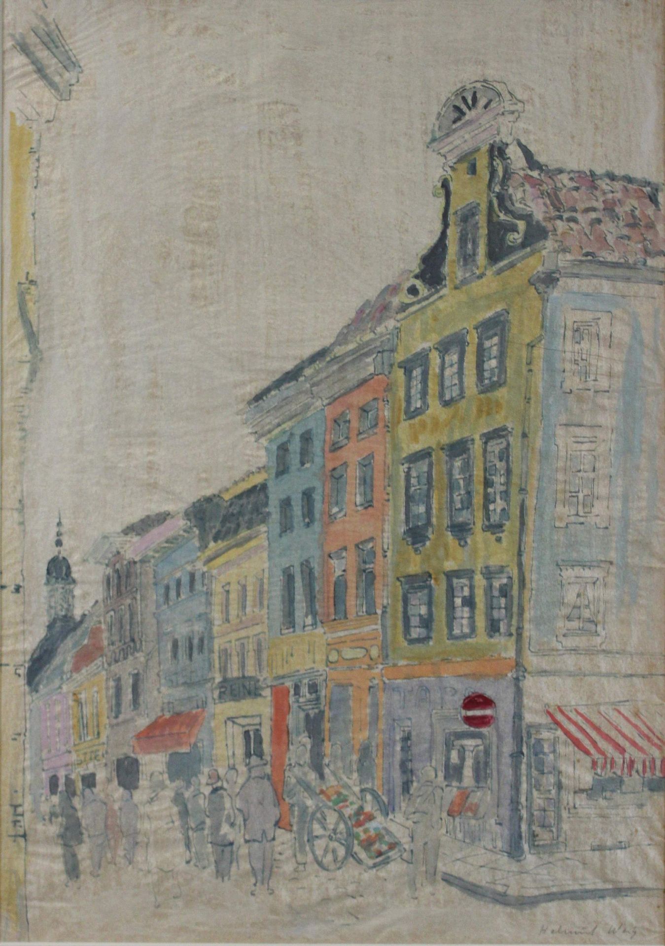 Helmut Weitz (deutsch, 1918 - 1966), Straßenszene, Aquarell auf Papier, unten rechts signiert, Lich