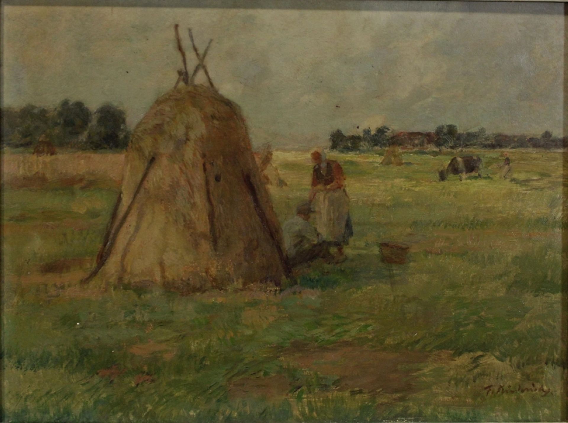 Franz Kiederich (deutsch, 1873 - 1950). Landschaft. Öl auf Holz. In der unteren rechten Bildecke si