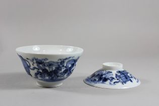 Teetasse, China. Porzellan. Blau-Weiß glasiert. Sechszeichen-Bodenmarke. Guter Erhaltungszustand, v