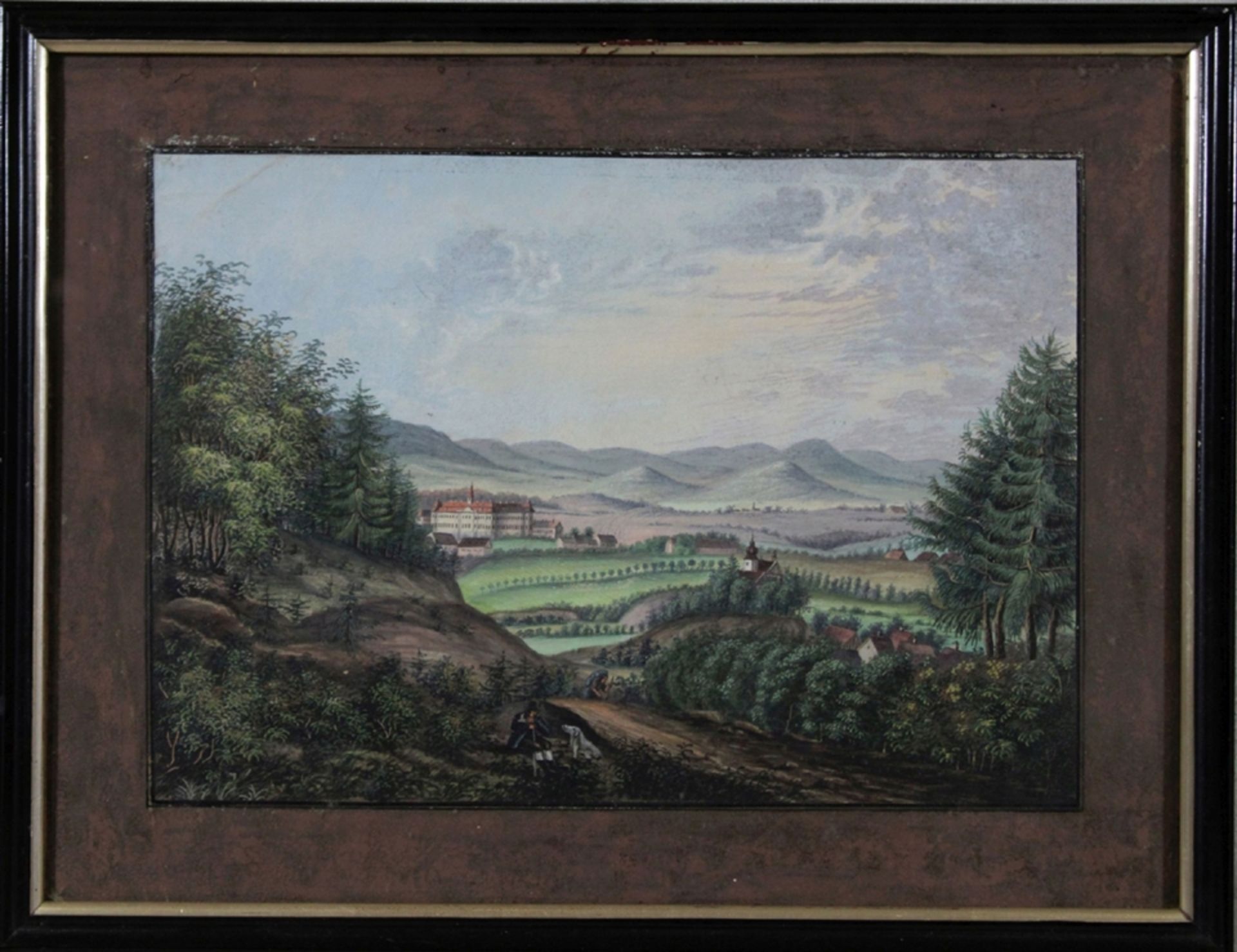 Vermutlich Johann Ludwig (Louis) Bleuler (schweizerisch, 1792 - 1850). Landschaft, Pastell-Mischtec - Bild 2 aus 2