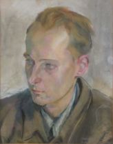 Frank Kleinholz (amerikanisch, 1901 - 1987), Porträt eines jungen Mannes, 1945, Pastell auf Papier,
