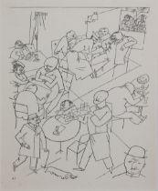 George Grosz (deutsch, 1893 - 1959), Cafe, Lithographie, verso auf Aufkleber von Jürgen Fuhrmann (K