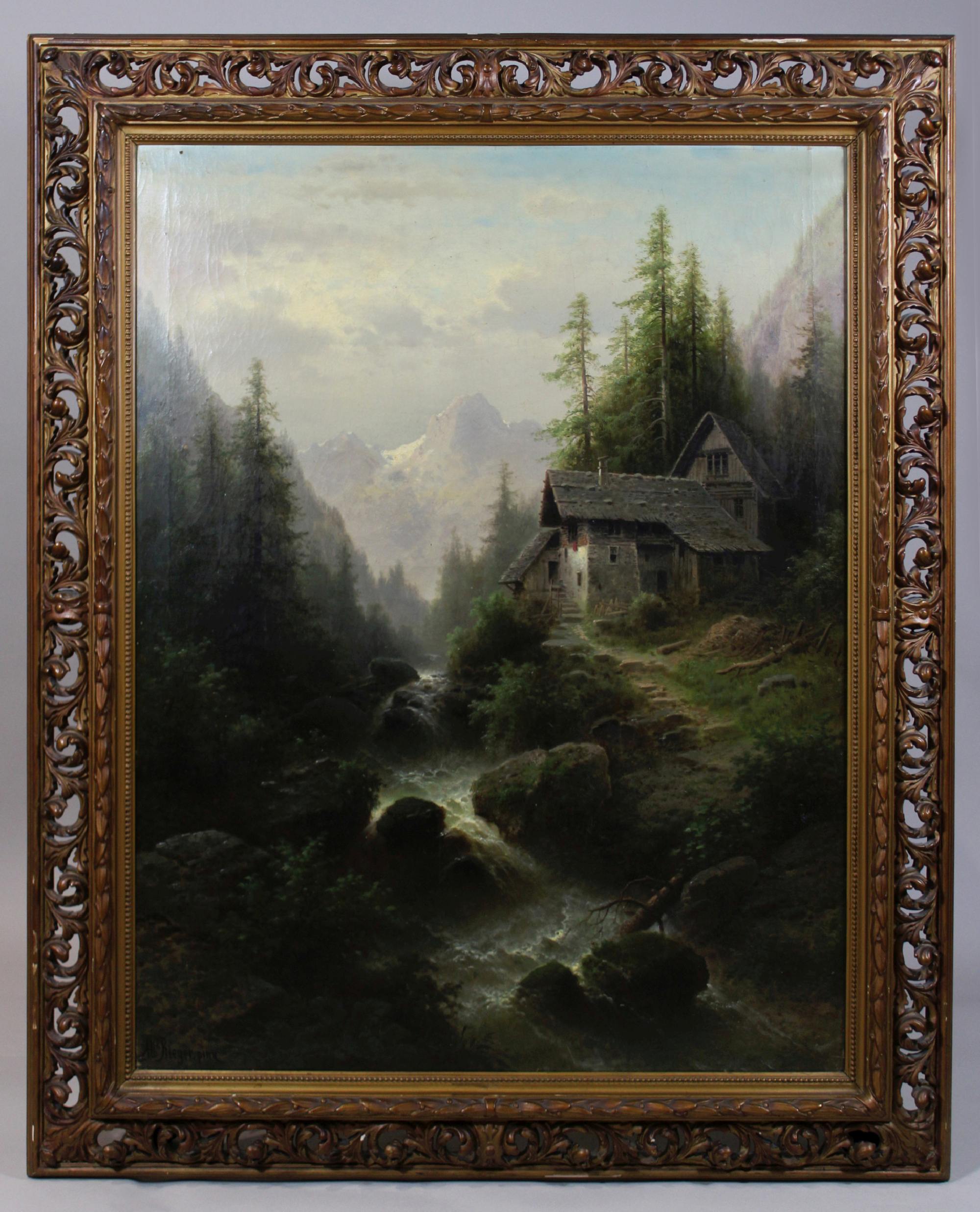 Albert Rieger (österreichisch, 1834 - 1905). Landschaft. Öl auf Leinwand. Unten l. signiert. Alters - Image 2 of 3