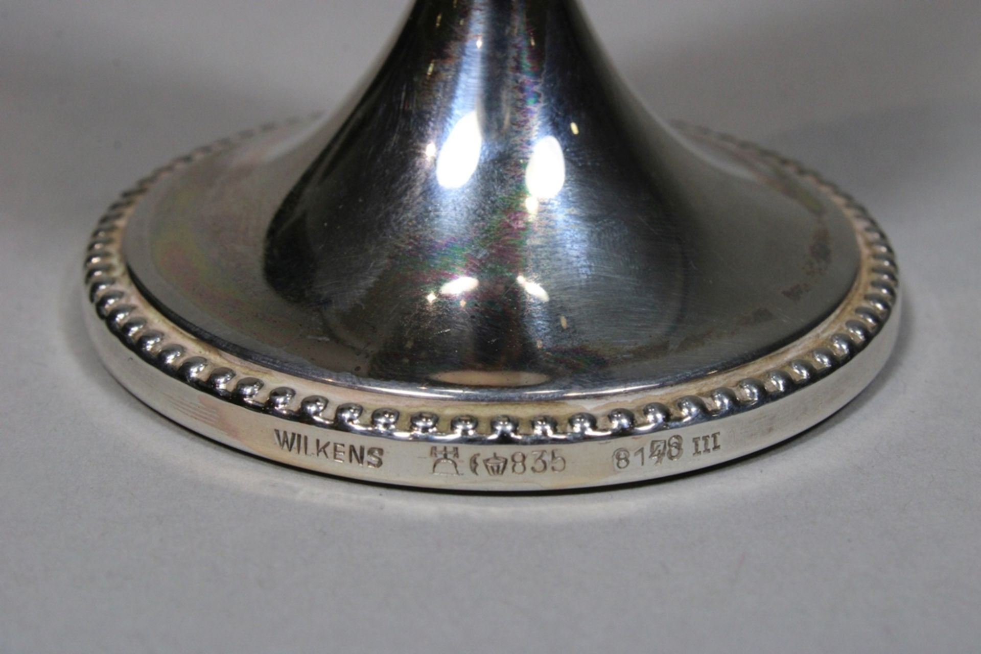 Schlanke Vase, Silber. 835 Silber Halbmond und Krone von Wilkens. Nicht verziert, nur am Bodenrand - Bild 2 aus 3