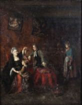 Unbekannter Künstler, Interieur, 18. / 19. Jh., Öl auf Leinwand, unsigniert, Lichtmaß: 60,5 x 48,5