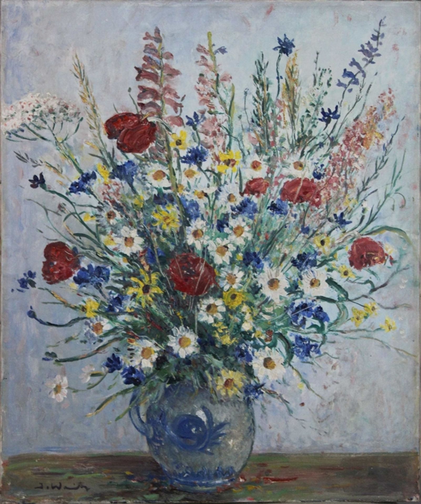 Jakob Weitz (deutsch, 1888 - 1970), Blumenstillleben, Öl auf Leinwand, unten links signiert, Maße: