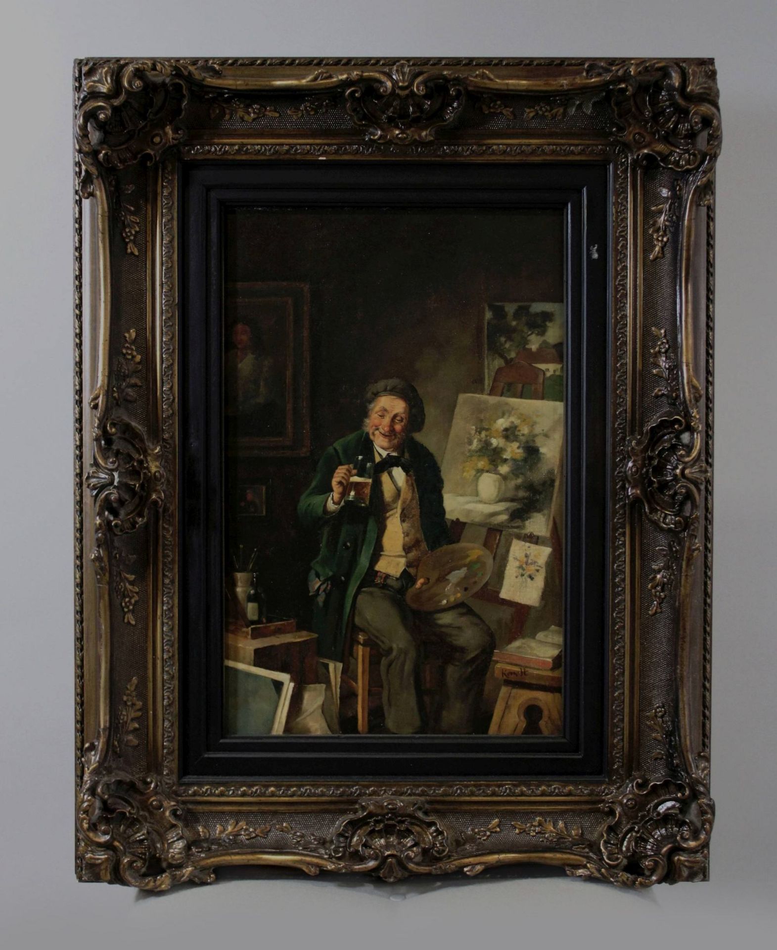 Hermann Kern (österreichisch, 1838 - 1912 ). Interieurszene.  Maler in seinem Atelier, Die Malerei  - Bild 2 aus 3