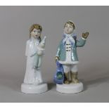 Zwei Porzellanfiguren. Ungarn. Farbig handbemalt und glasiert. Gestempelte Bodenmarke: Royal Dux Bo