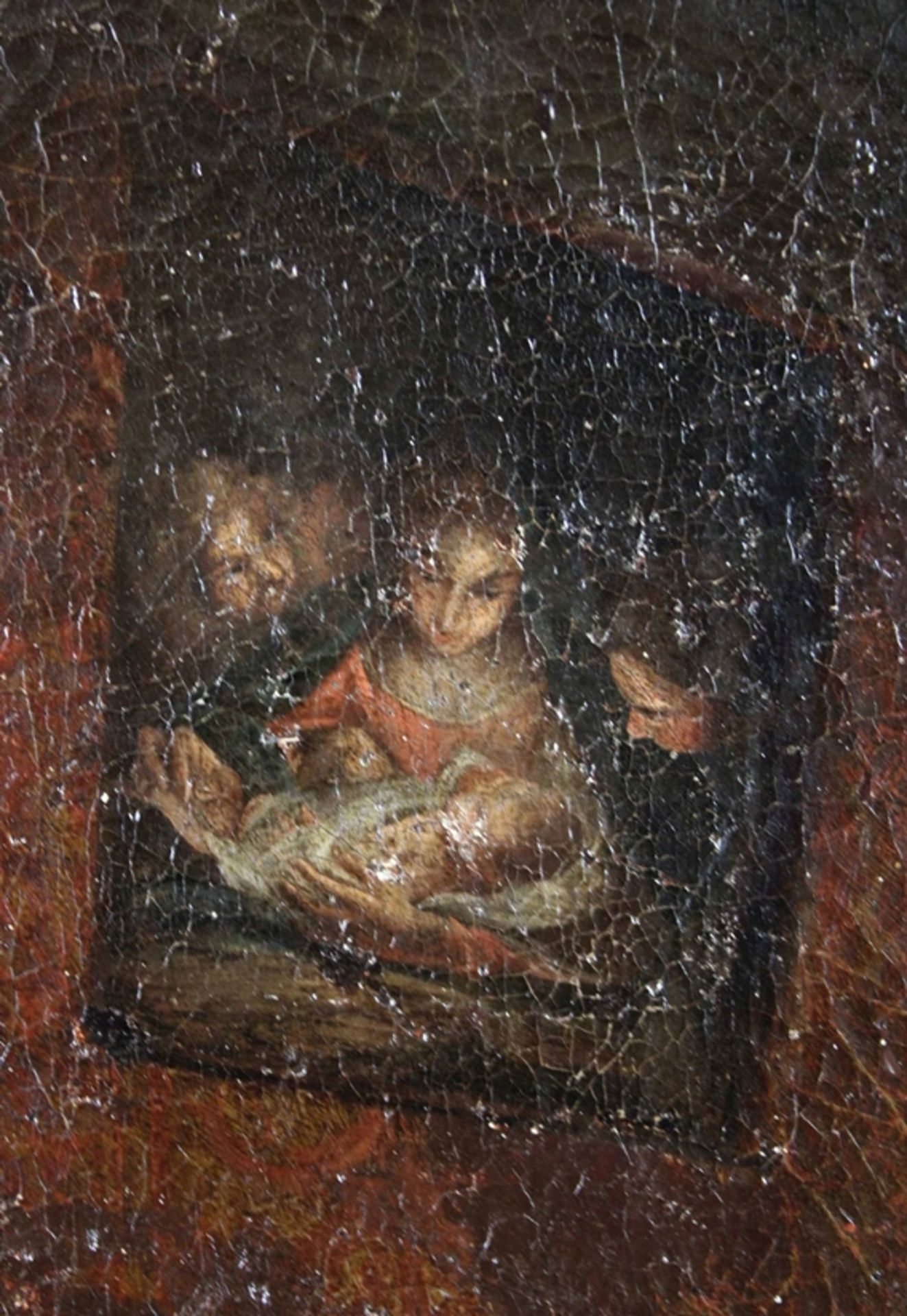 Unbekannter Künstler, Interieur, 18. / 19. Jh., Öl auf Leinwand, unsigniert, Lichtmaß: 60,5 x 48,5 - Bild 5 aus 5