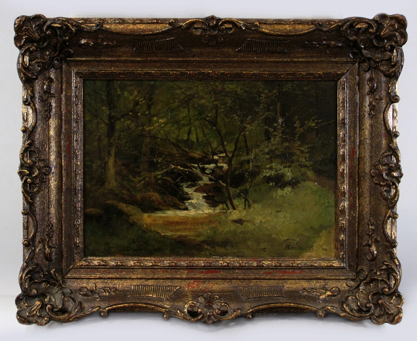Gustav von Bechtolsheim (deutsch, 1842 - 1924). Kleinbild, Öl auf Holz. Landschaftsmalerei. U. r. h - Image 2 of 3