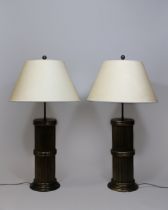 Paar Tischlampen aus Kunstbambus, Niederlande, 1960 / 70er, H.: 88 cm. Guter, altersbedingter Zusta