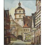 C. Schmeder, Rothenburg o. T., Weißer Turm, unten signiert, Öl auf Hartfaserplatte, Lichtmaß: 55 x