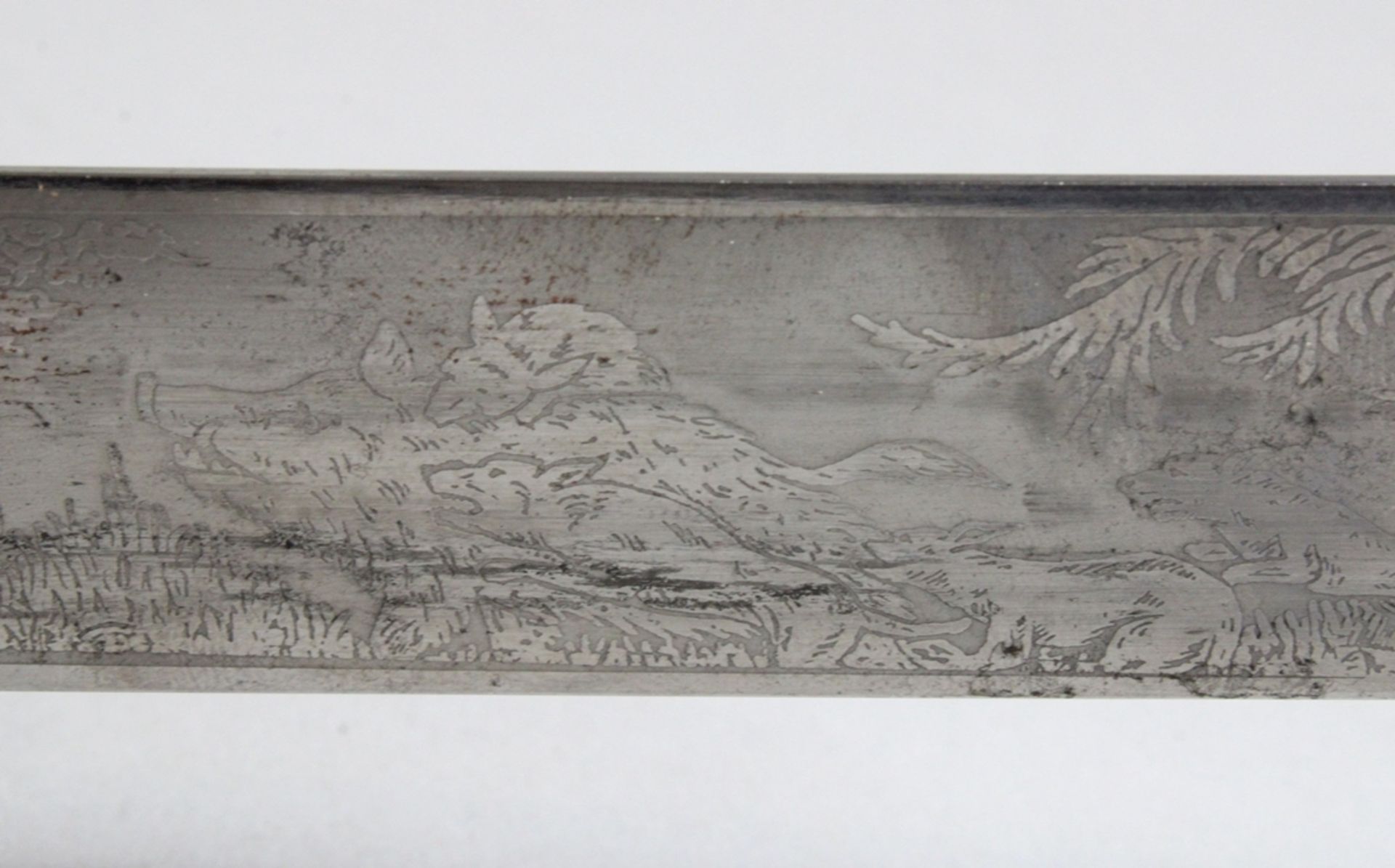 III. Reich Hirschfänger für Förster, Messinggefäß mit Parierbügel, aufgelegte Eicheln, einfaches Mu - Bild 5 aus 5