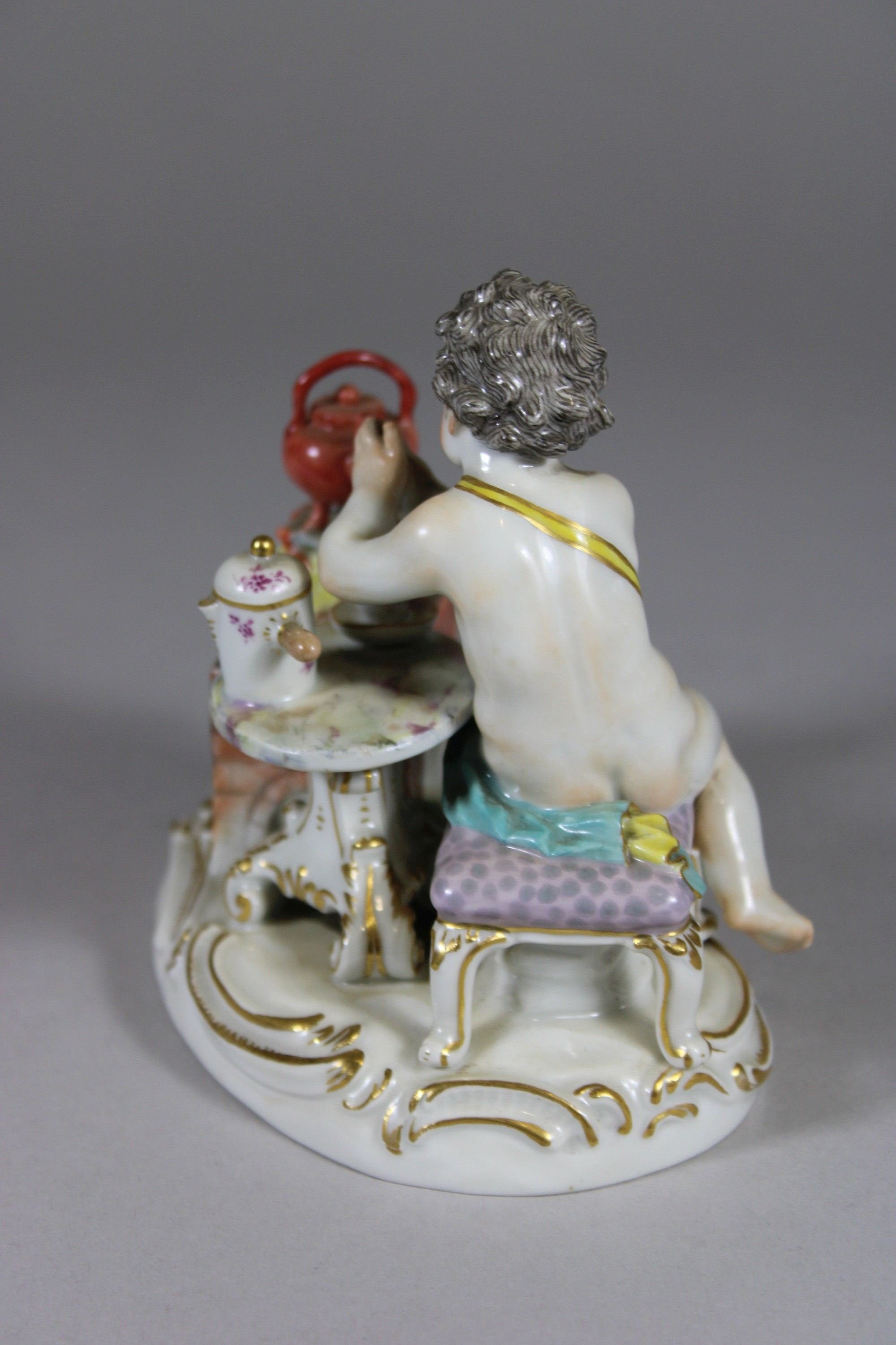 Porzellanfigur, Feuer, Die Vier Elemente, Meissen, 1. Wahl, um 1860-1924. Entwurf um 1770 von Johan - Image 4 of 6