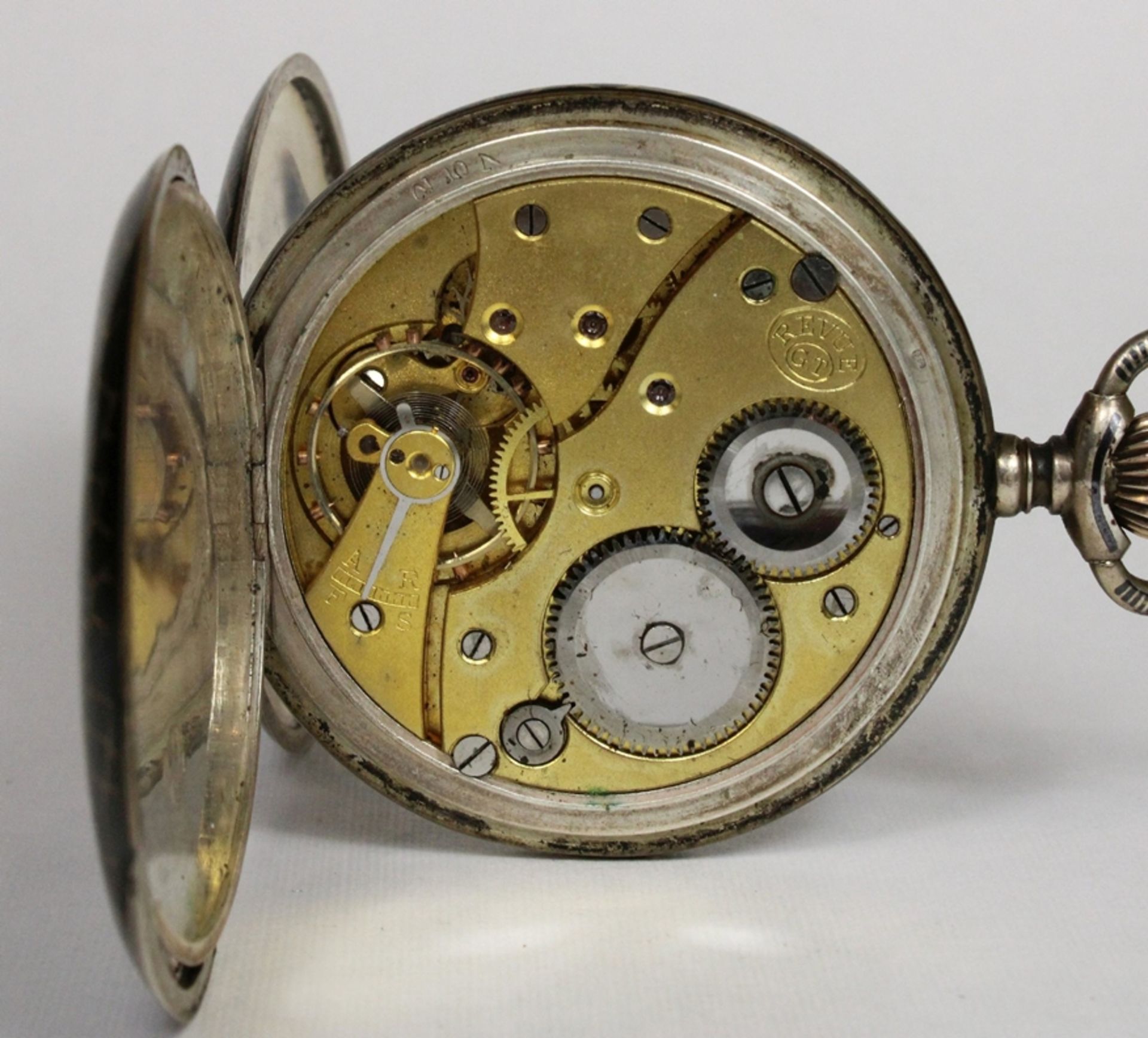 Silberne Herrentaschenuhr, 800er Silber, Punze: Halbmond und Krone, Uhrmacher: Niel, Modelnummer: 2 - Image 4 of 6