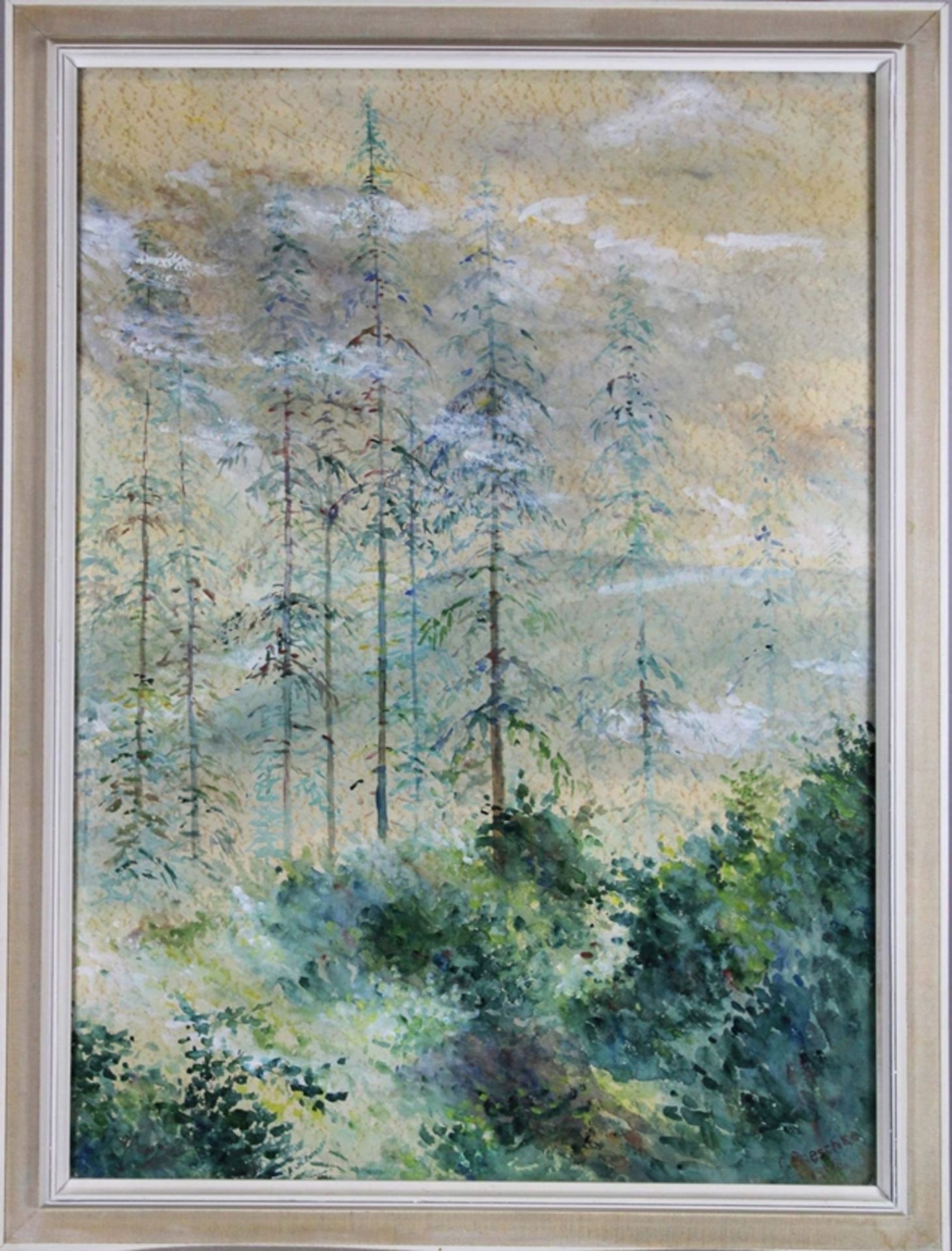 C. Paeschke, Waldlandschaft, 1946, Aquarell, unten rechts signiert und datiert, Lichtmaß: 66,5 x 47 - Bild 2 aus 3