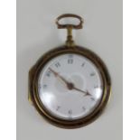 Vergoldete Spindeltaschenuhr mit bemalter Horngehäuse, um 1800-1820, Uhrmacher: Thomas Wilson, Lon