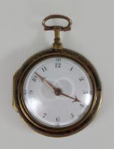 Vergoldete Spindeltaschenuhr mit bemalter Horngehäuse, um 1800-1820, Uhrmacher: Thomas Wilson, Lon