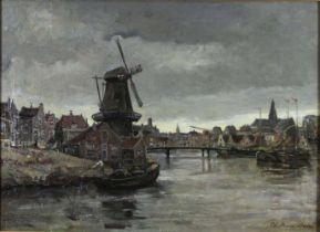 Charlotte Boom-Pothuis (niederländisch, 1867 - 1945), Windmühle, Öl auf Leinwand, unten rechts sign