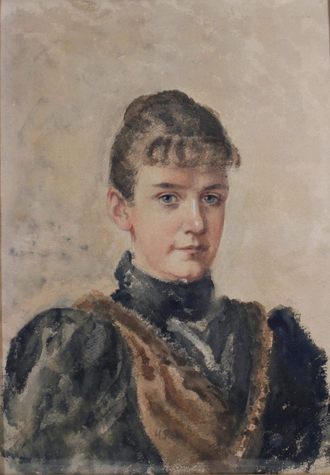 Henri Marcel Robert (schweizerisch, 1881 - 1961), Frauenporträt, Aquarell auf Papier auf Leinwand g
