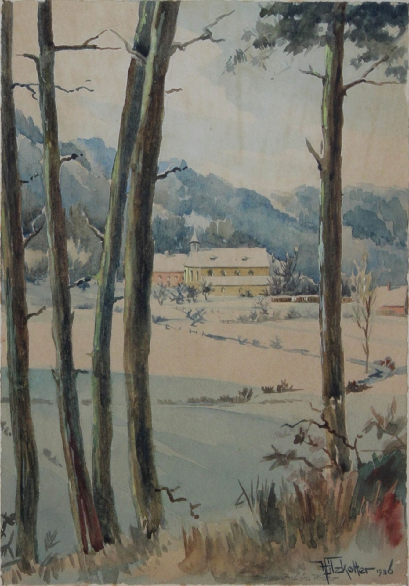 Franz Vilzkotter (deutsch, 1897 - 1960), Paar Aquarelle, Seligenthal im Winter, 1930, Aquarell, unt - Image 4 of 5