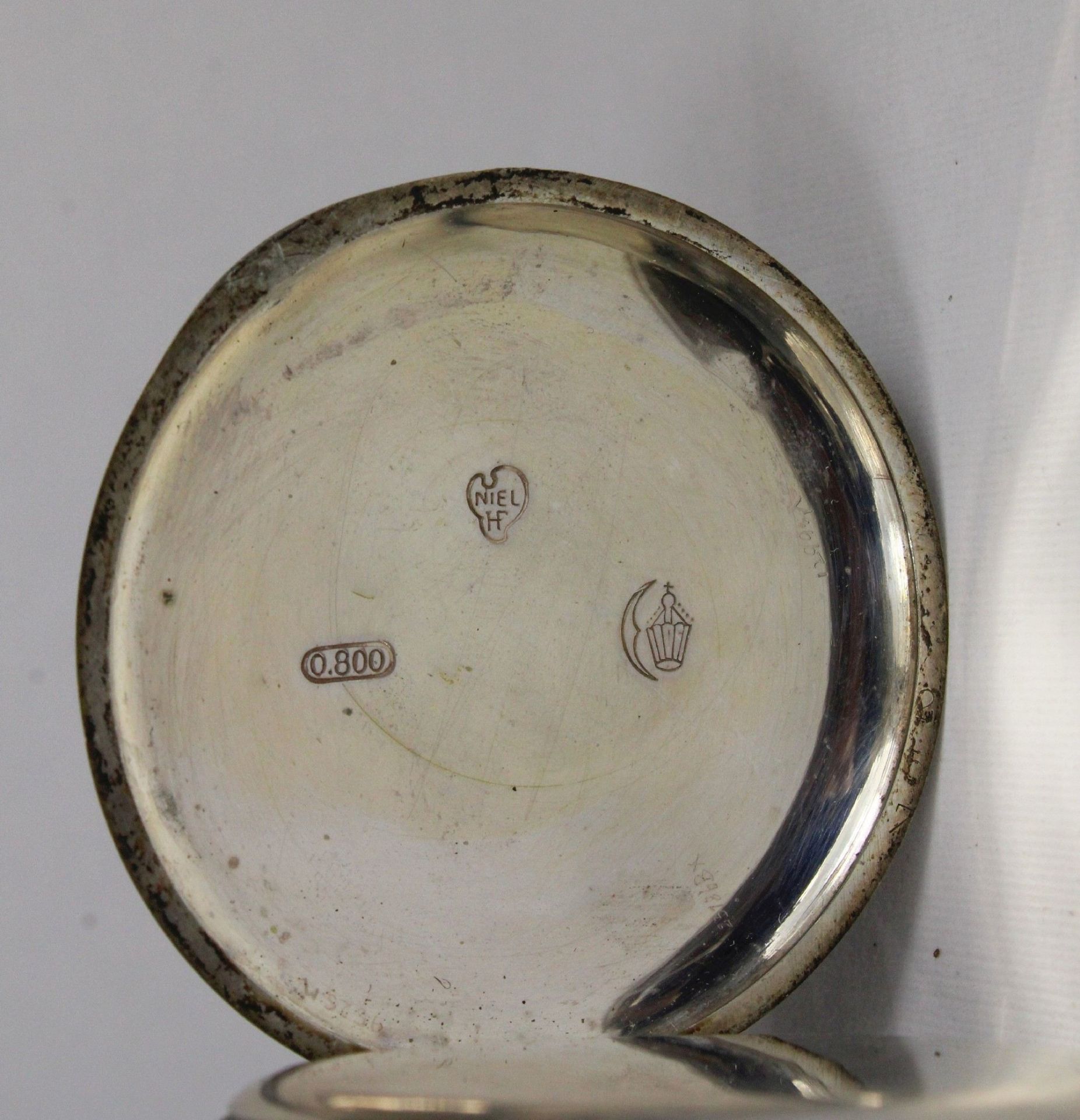 Silberne Herrentaschenuhr, 800er Silber, Punze: Halbmond und Krone, Uhrmacher: Niel, Modelnummer: 2 - Image 6 of 6