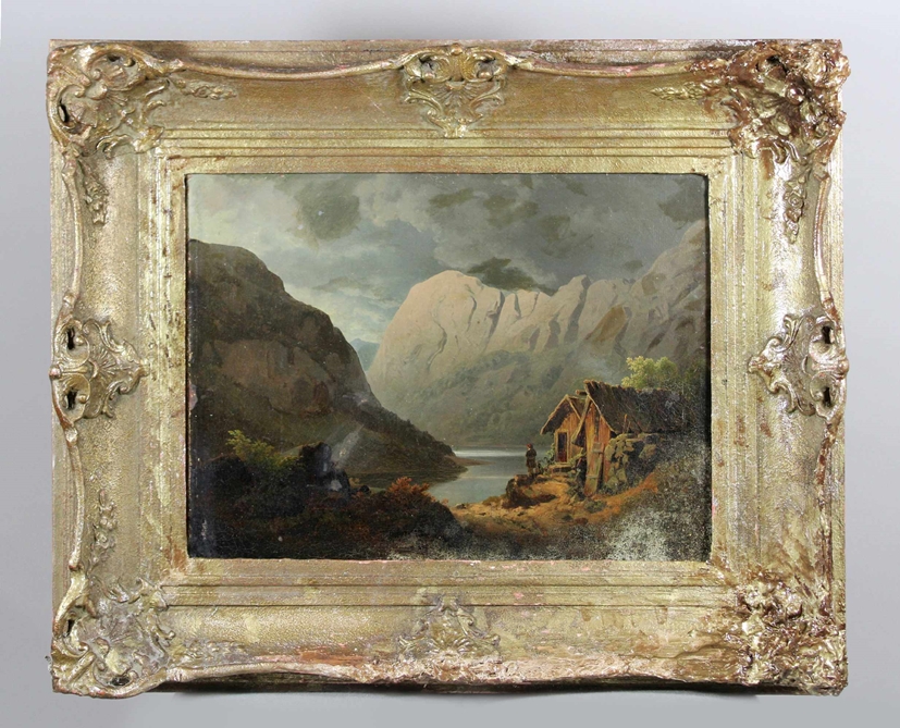 In der Art von Art Andreas Achenbach (deutsch, 1815 - 1910), Berglandschaft, um 19. Jh., Öl auf Le - Image 2 of 3