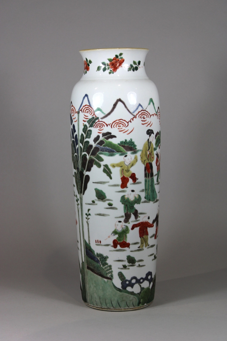 Xiangtuiping Vase, China, Porzellan, 18. - 19. Jh., ohne Marke, Wucai, figürliche Darstellung, Bode - Image 4 of 8