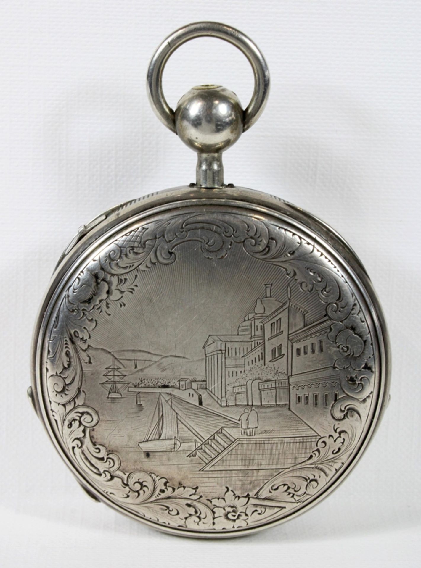 Breguet et fils Schlüsseluhr, 19. Jh., Silber, aufwendig ziseliert und verziert, Uhrwerk bez. Bregu - Image 2 of 5