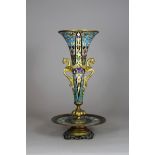 Art Deco Vase, Frankreich, Cloisonne Emaille, vergoldetes Kupfer, frühes 20. Jh.,, H.: ca. 26,5 cm.