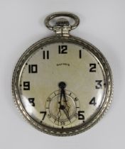 Illinois Springfield Watsh Co Herrentaschenuhr, Anfang 20. Jh., 585er Weißgold, Modellnummer: 76074