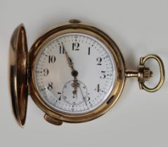 Chronograph mit Repetition, um 1896, 585er Gold, Reichsgoldstempel, Modellnummer: 118121, Gewicht: