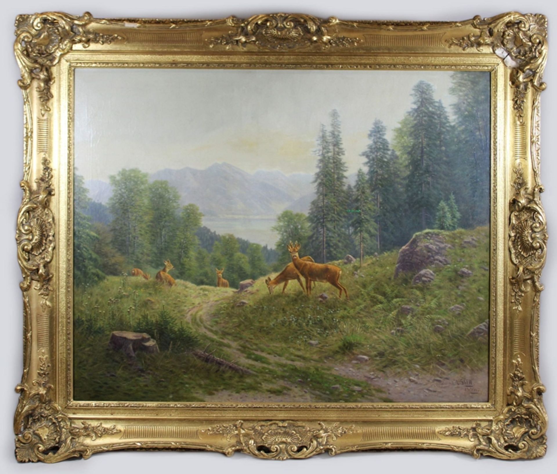 Ludwig Skell (deutsch, 1869 - 1950), Rehe im Wald, Öl auf Leinwand, unten rechts signiert, Lichtmaß - Bild 2 aus 4