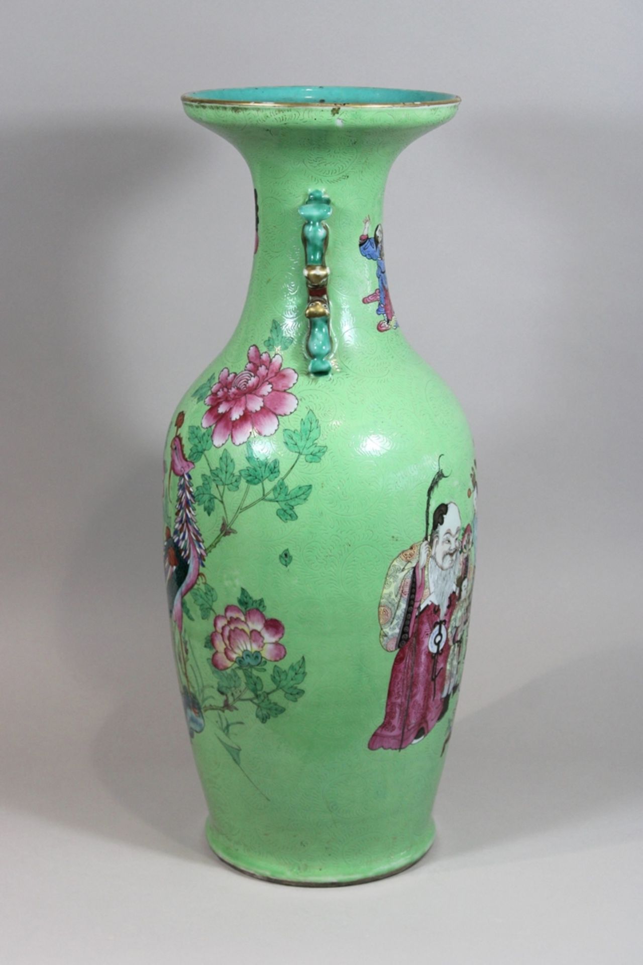 Famille rose Vase, China, Porzellan, Yongzheng-Periode, ohne Marke, Darstellung: die Götter der dre - Bild 2 aus 8