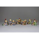 Sieben Porzellanfiguren, Musizierende Engel, Adventskerzenhalter, Goebel, Hummelfigur, um 1967, H.: