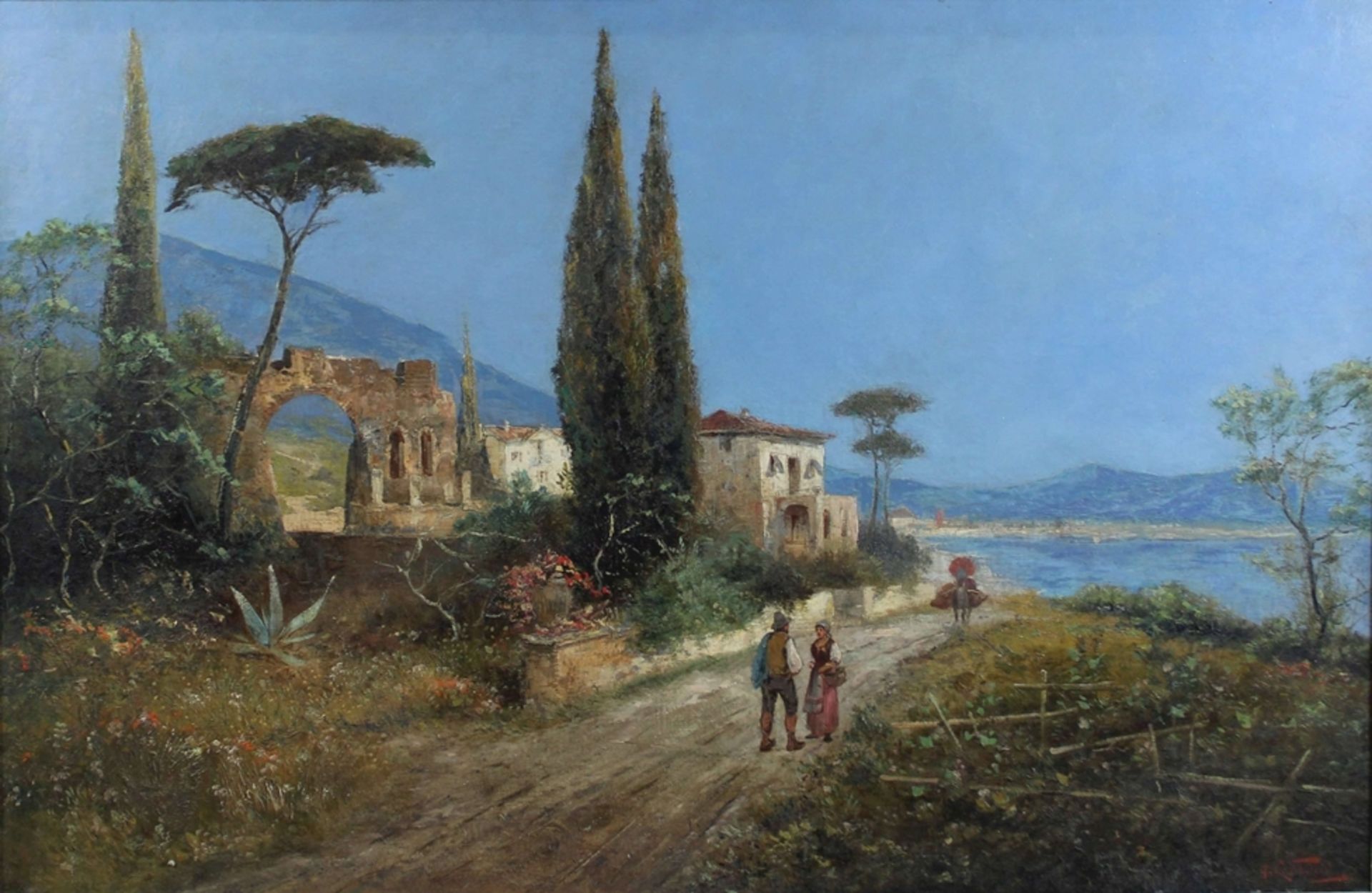 A. L. Terni, italienische Malerei Toscana, um 1880, Öl auf Leinwand auf Holzplatte aufgezogen, Dars