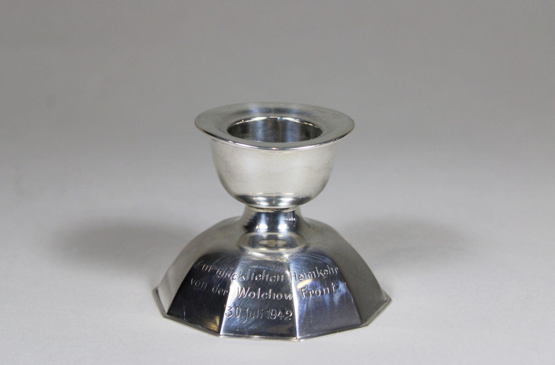 Leuchter, 830er Silber, 1942, Deutschland, Halbmond und Krone, Widmung, H.: 6 cm, Gewicht.: 64,30 g
