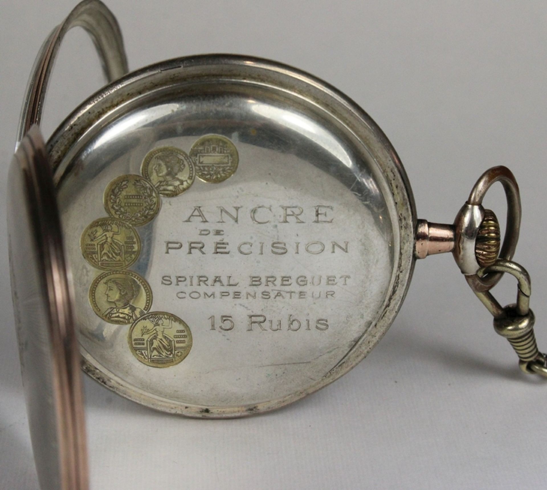 Silberne Herrentaschenuhr, 800er Silber, Punze: Halbmond und Krone, Modellnummer: 533360, Gewicht: - Bild 5 aus 7