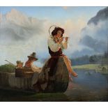 Carl Adolf Mende (deutsch, 1807-1857), der Alpensee, 1840, Öl auf Leinwand, unten links signiert un