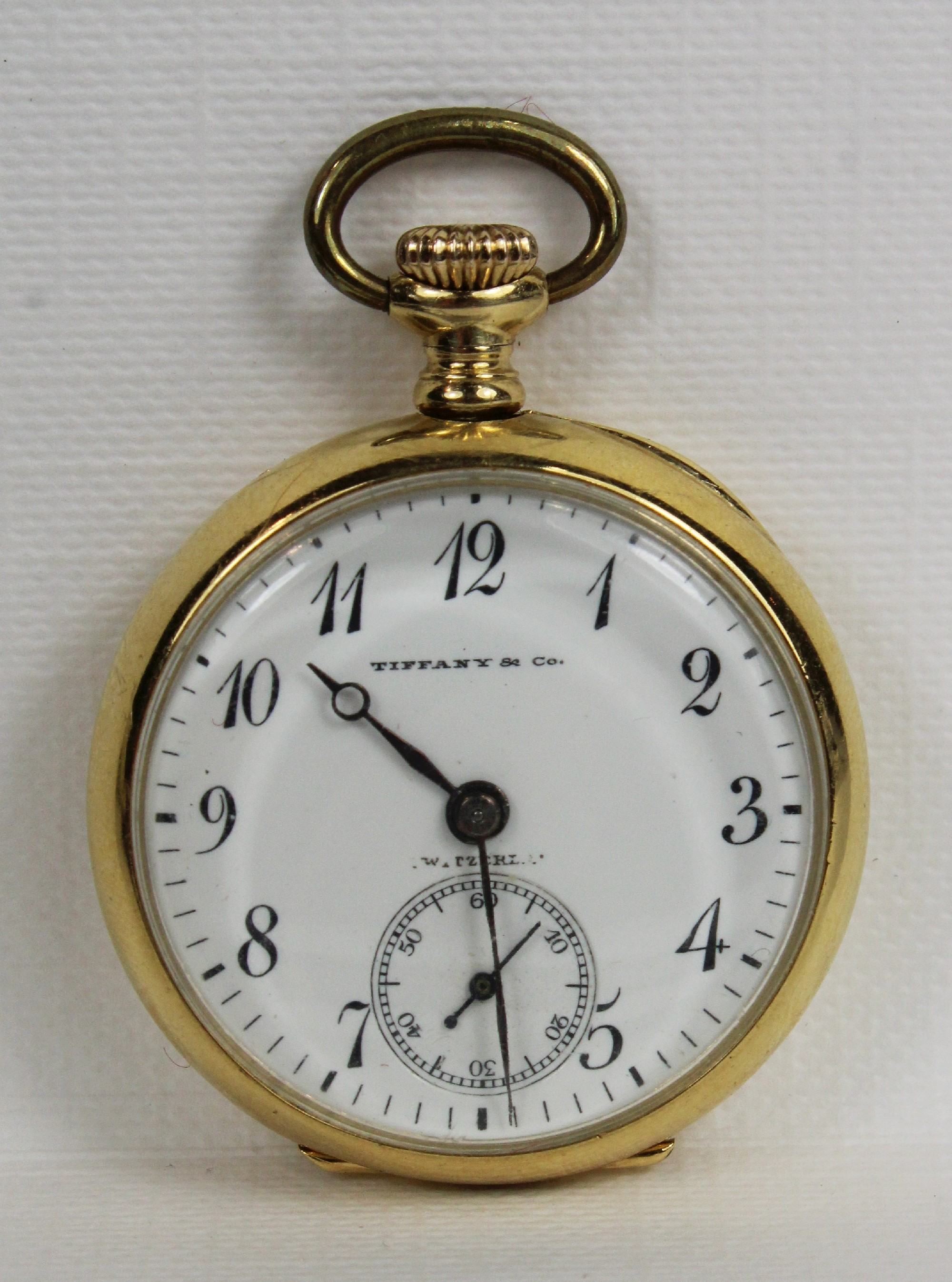 Tiffany Damentaschenuhr, 20 Jh., 750er Gold, Gewicht: 20,91 g. Guter Zustand, Uhr läuft.