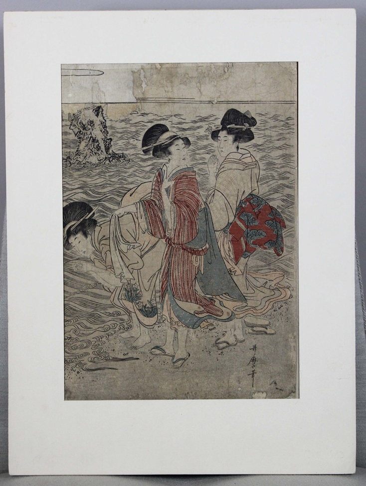 Kitagawa Utamaro (japanisch, 1753 - 1806), Frauen am Strand von Futami-ga-ura, Japan, Edo-Zeit, frü - Image 3 of 4