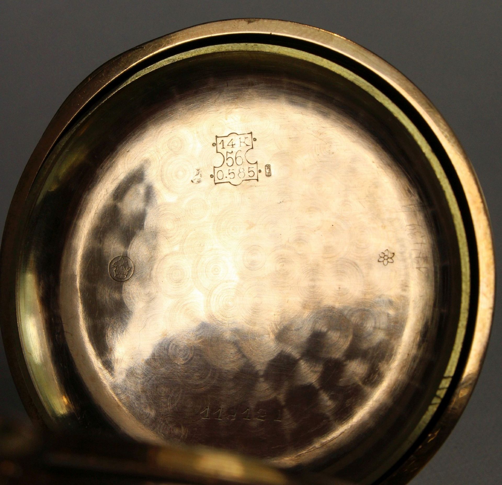 Chronograph mit Repetition, um 1896, 585er Gold, Reichsgoldstempel, Modellnummer: 118121, Gewicht: - Bild 5 aus 6