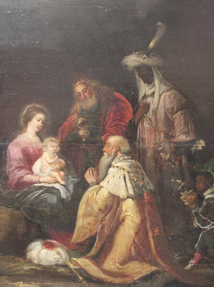 David Teniers d. J. (flämisch, 1610 - 1690), Die Anbetung der Heiligen drei Könige, 17. Jh., Öl auf - Image 4 of 10